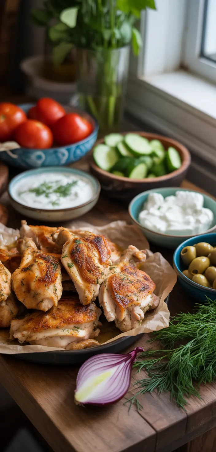Ingredients photo for Greek Chicken Gyros With Tzatziki Sauce Recipe