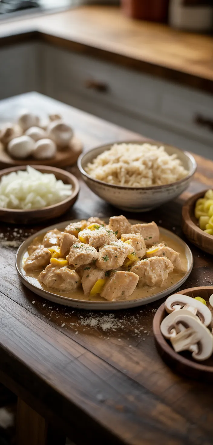 Ingredients photo for Quick And Easy Creamy Smothered Chicken And Rice For Busy Weeknights Recipe