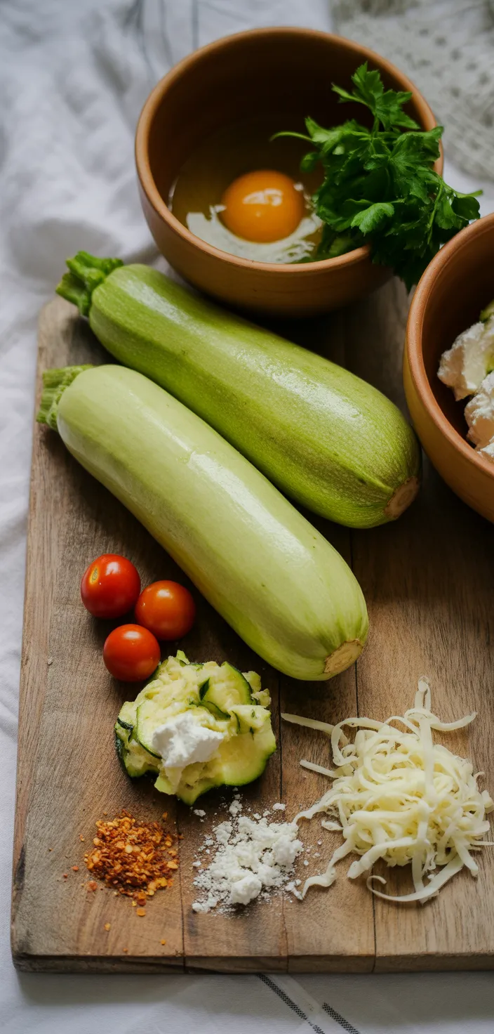 Ingredients photo for Stuffed Zucchini With Feta And Cherry Tomatoes Recipe
