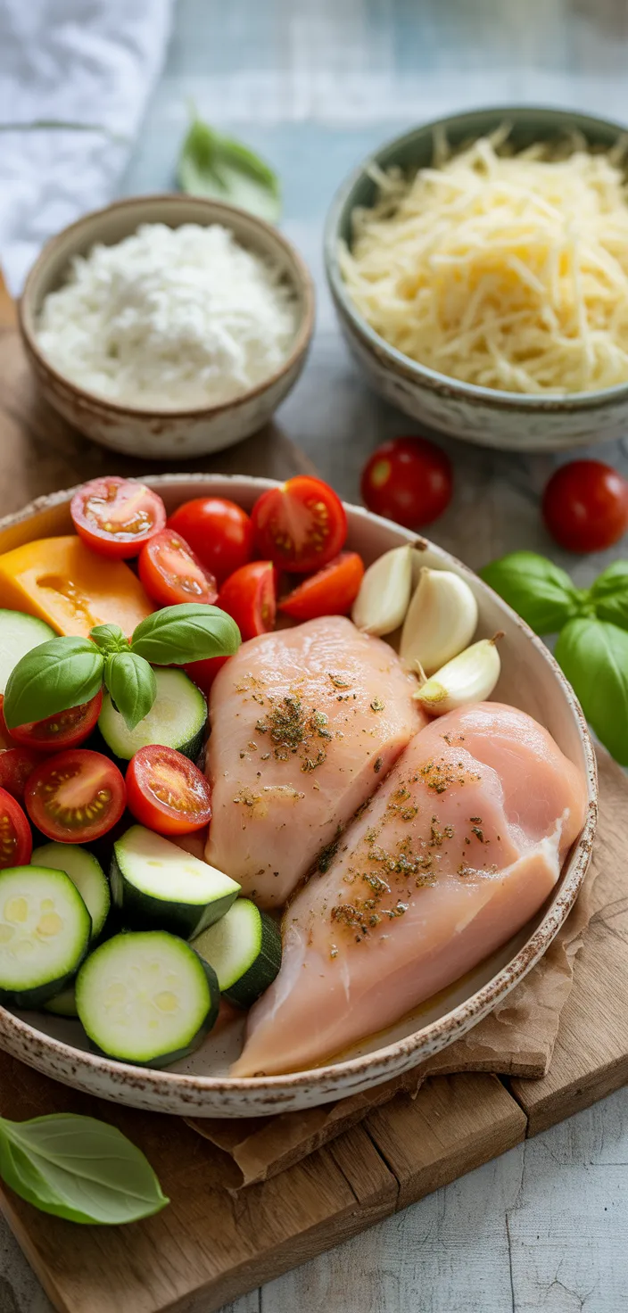 Ingredients photo for Baked Chicken And Zucchini Casserole Recipe