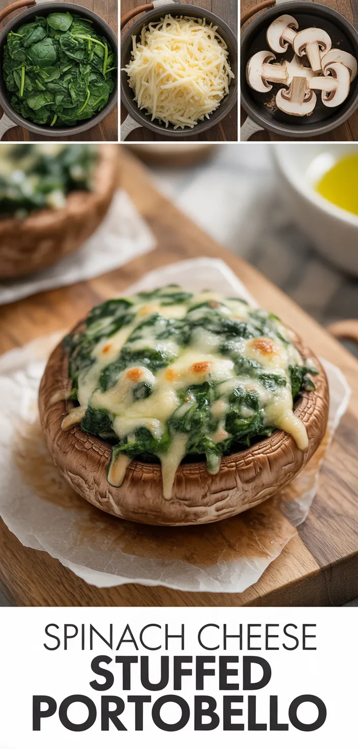 A photo of Spinach And Cheese Stuffed Portobello Mushroom Recipe