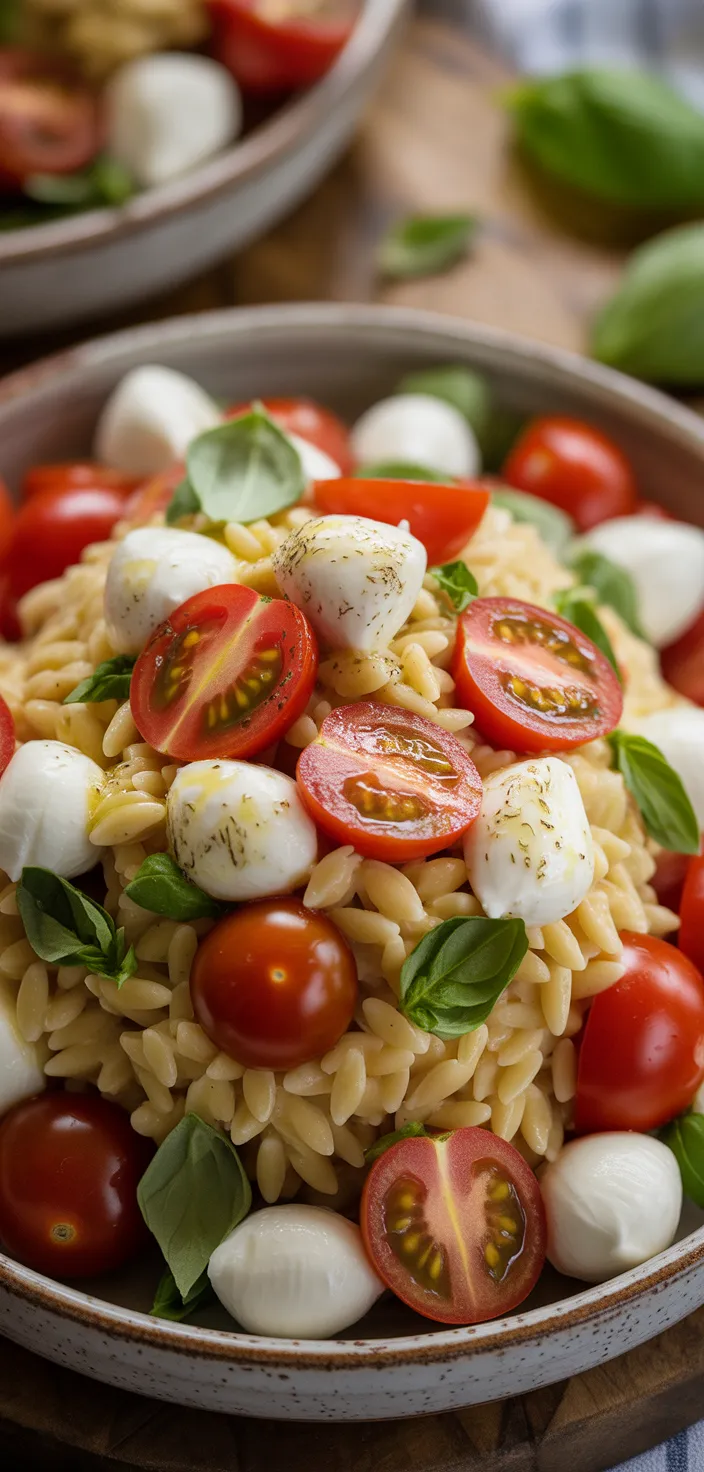 Ingredients photo for Caprese Orzo Pasta Salad Recipe