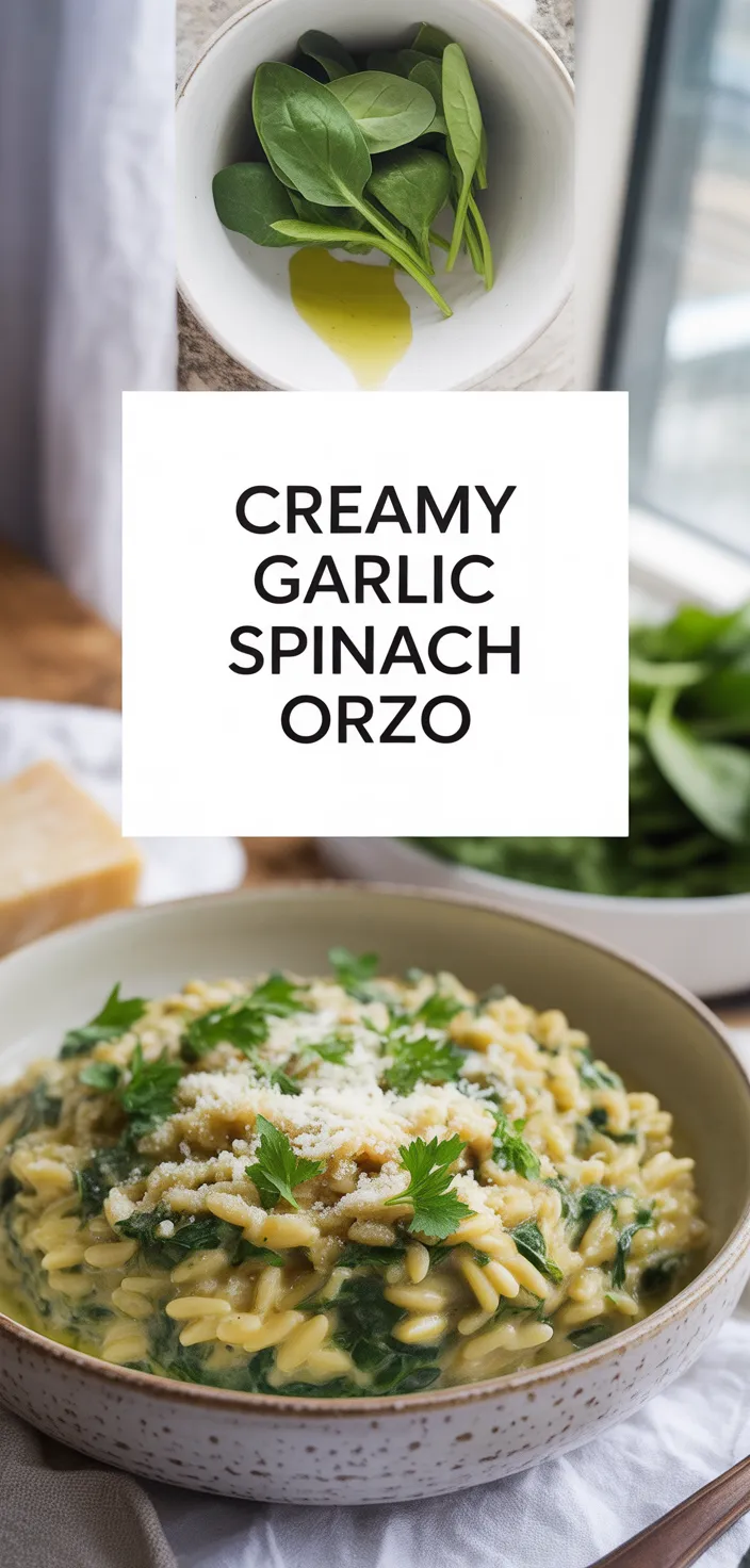 A photo of Creamy Garlic Spinach Orzo Recipe