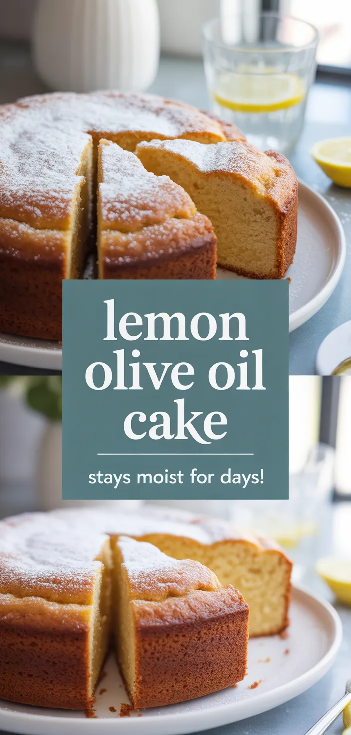 A photo of Lemon Olive Oil Cake • Stays Moist For Days! Recipe