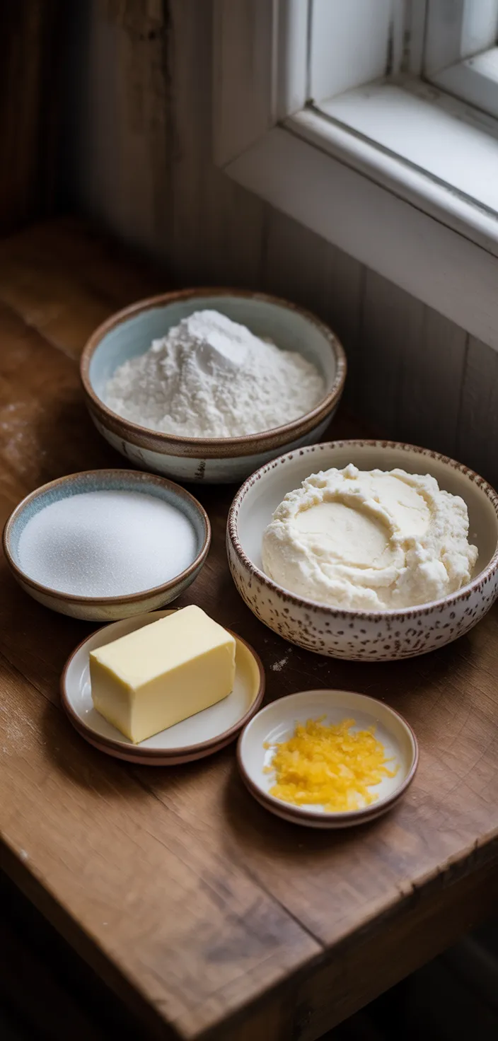 Ingredients photo for Lemon Ricotta Cookies (Biscotti Alla Ricotta Morbidi) Recipe