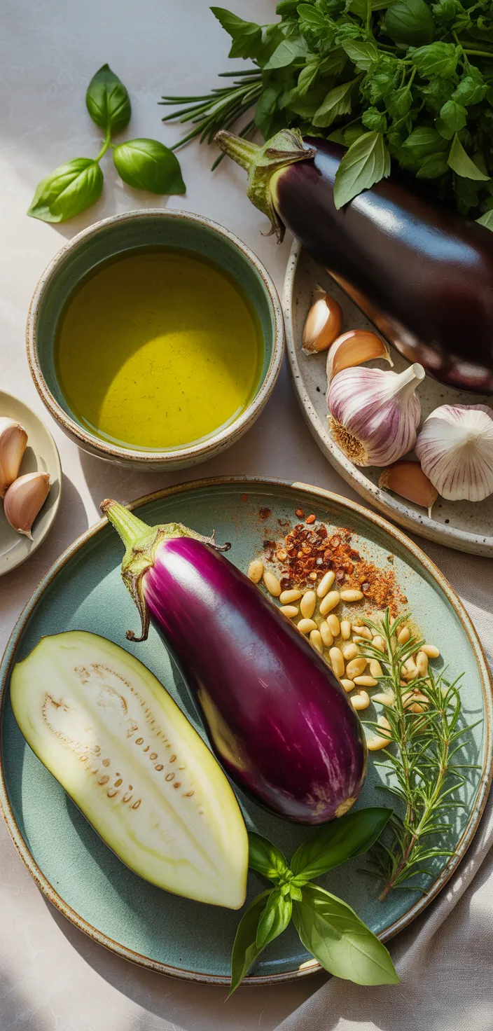 Ingredients photo for Roasted Mediterranean Eggplant With Garlic And Herbs Recipe