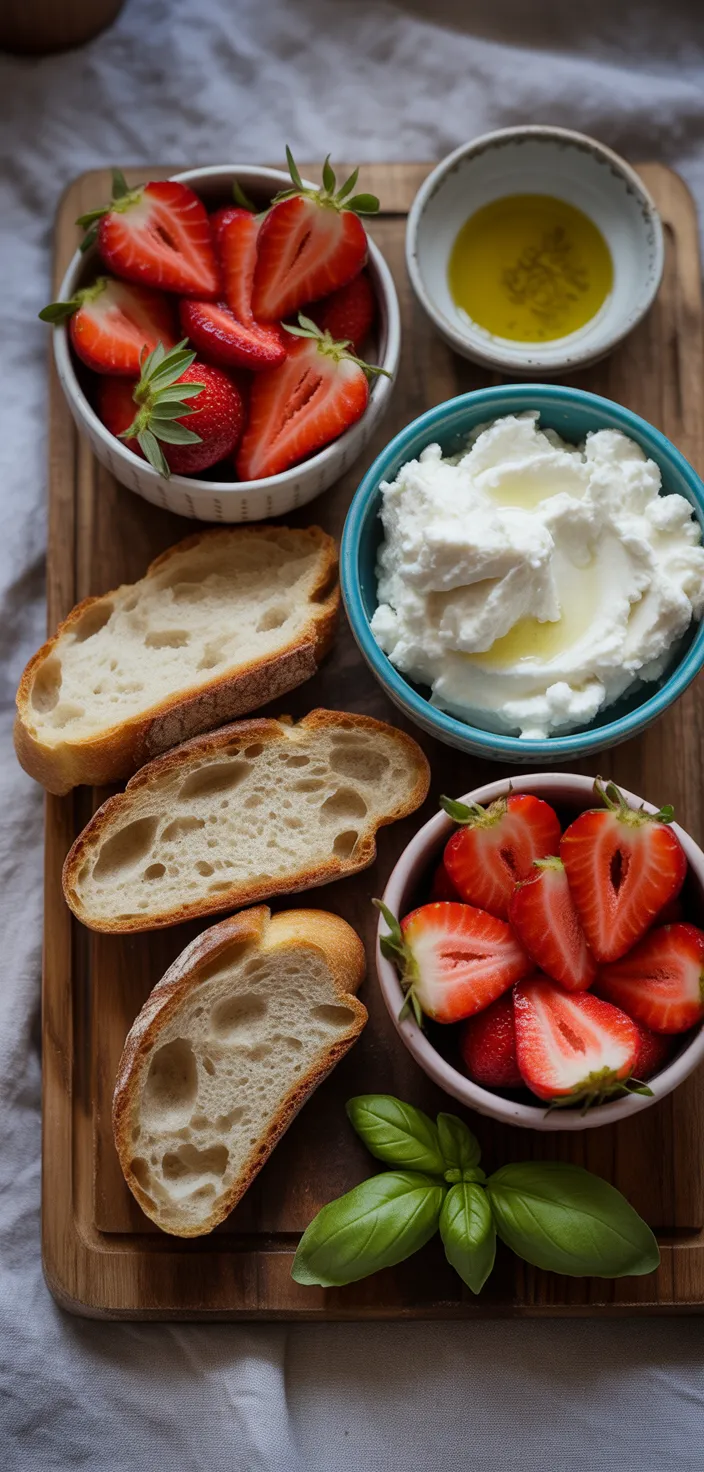 Ingredients photo for Roasted Strawberry Whipped Ricotta Toast Recipe