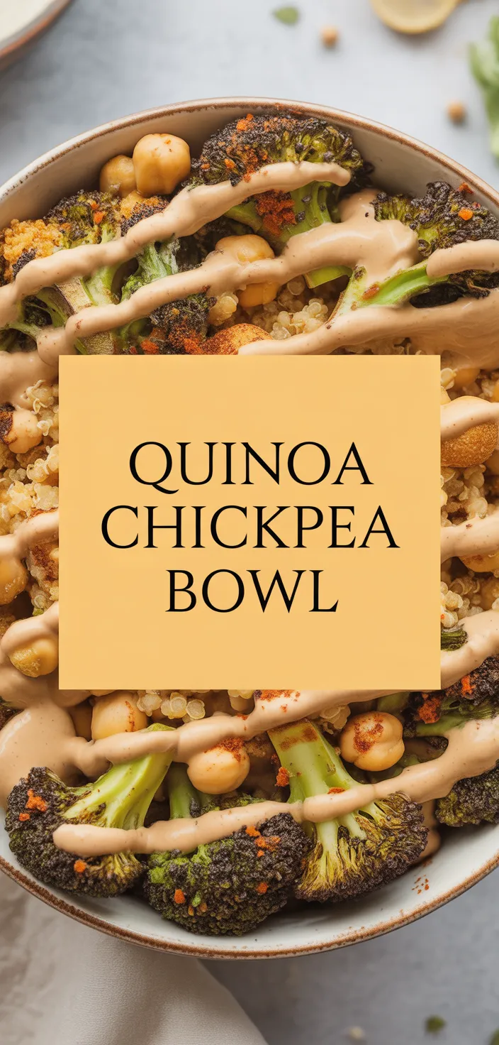 A photo of Crispy Quinoa Chickpea Bowls With Roasted Broccoli And Meyer Lemon Tahini Sauce Recipe