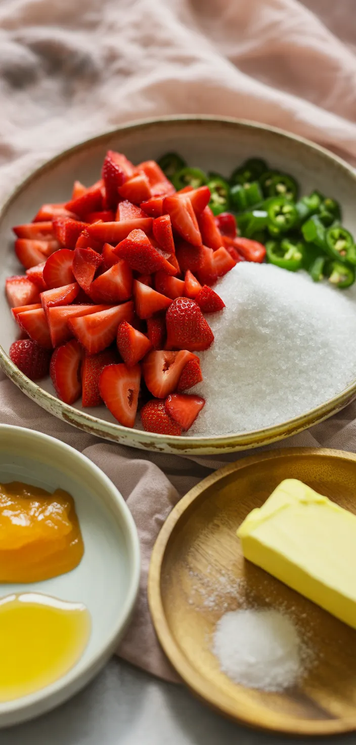 Ingredients photo for Jalapeño Strawberry Jam Recipe