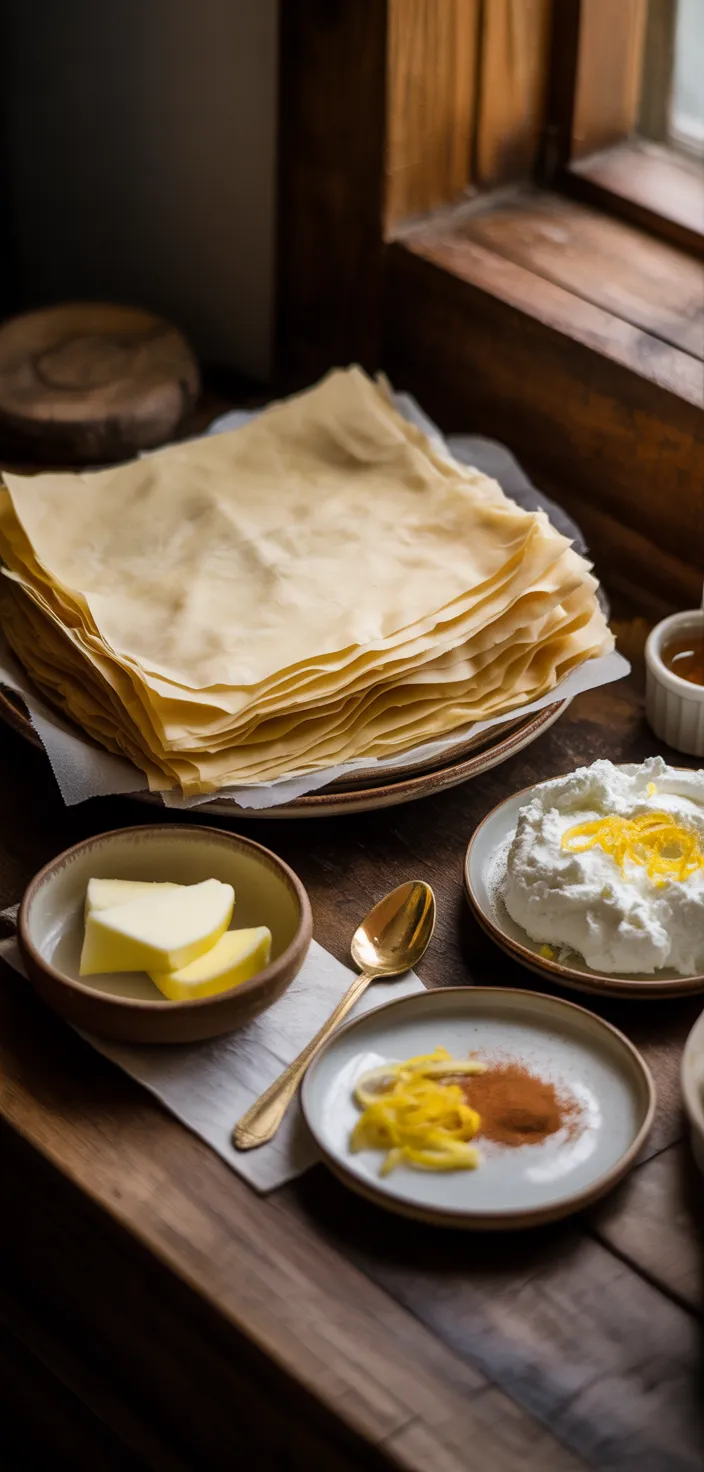 Ingredients photo for Melopita Recipe (Greek Honey Pie)