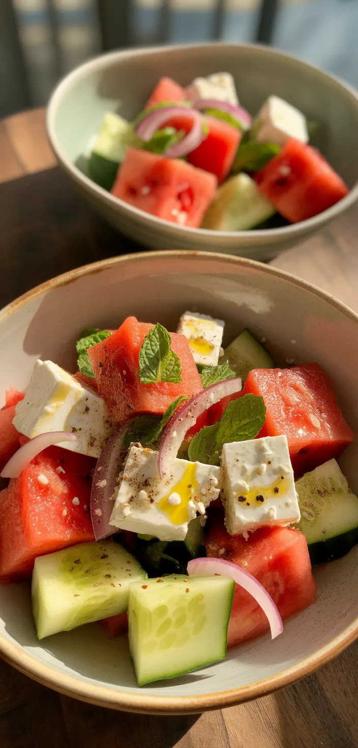 Ingredients photo for SIMPLE Watermelon + Cucumber + Feta Salad Recipe