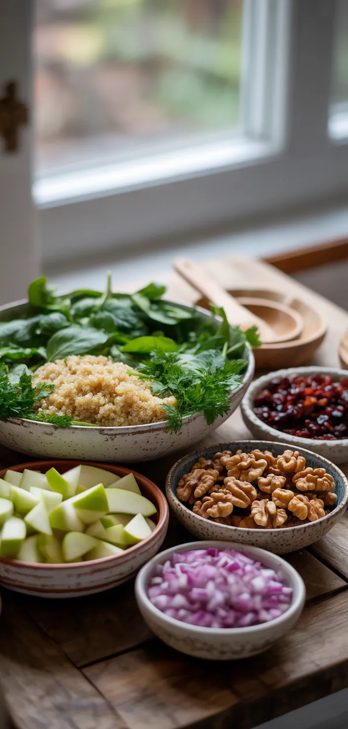 Ingredients photo for Apple Walnut Quinoa Salad Recipe