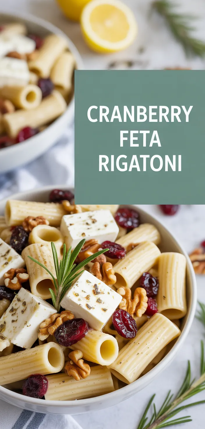 A photo of Feta & Cranberry Rigatoni Salad With Lemon Vinaigrette Recipe