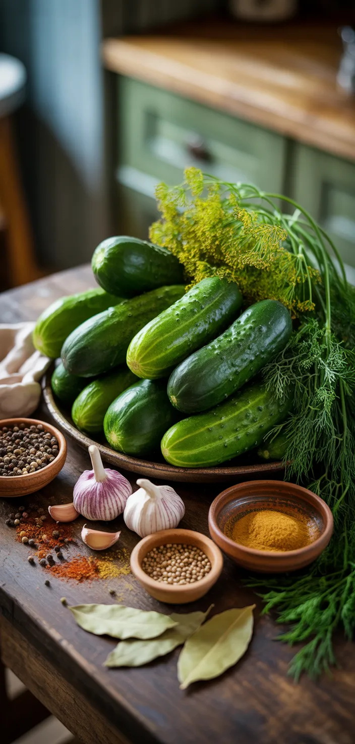 Ingredients photo for Easy Homemade Dill Pickles Recipe