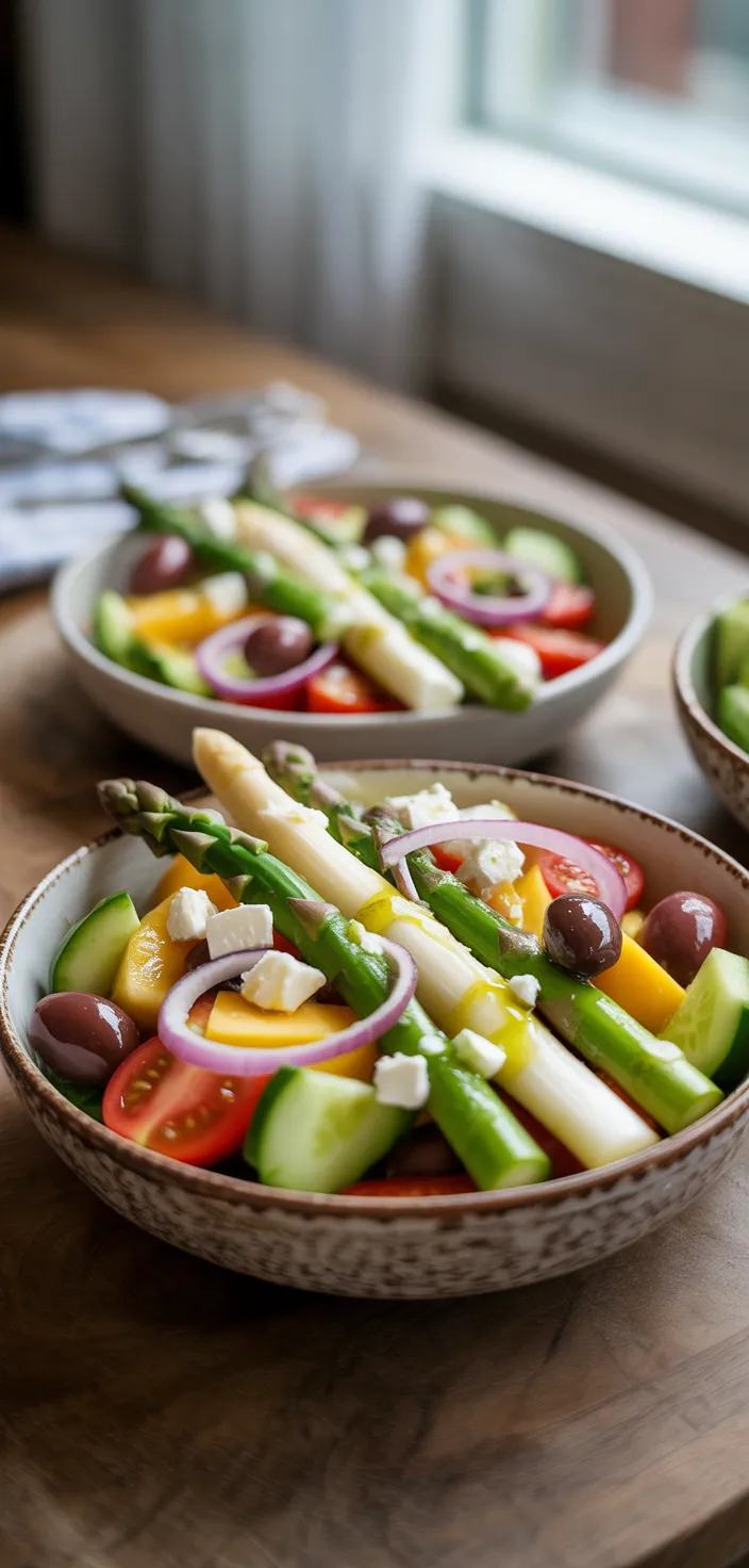 Ingredients photo for Greek Asparagus Salad • Olive & Mango Recipe
