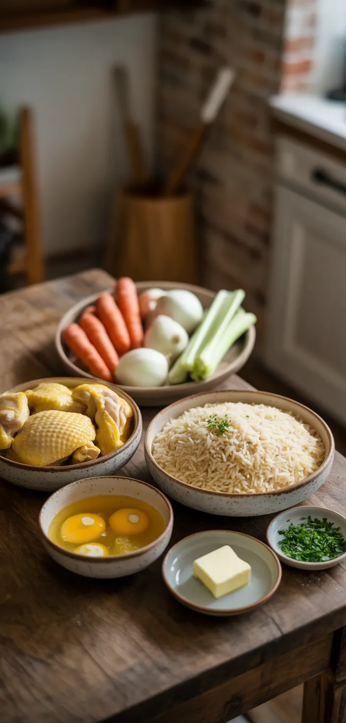 Ingredients photo for Greek Lemon Chicken Rice Soup (Avgolemono) Recipe