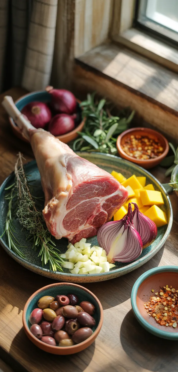 Ingredients photo for Greek Style Roasted Lamb • Olive & Mango Recipe