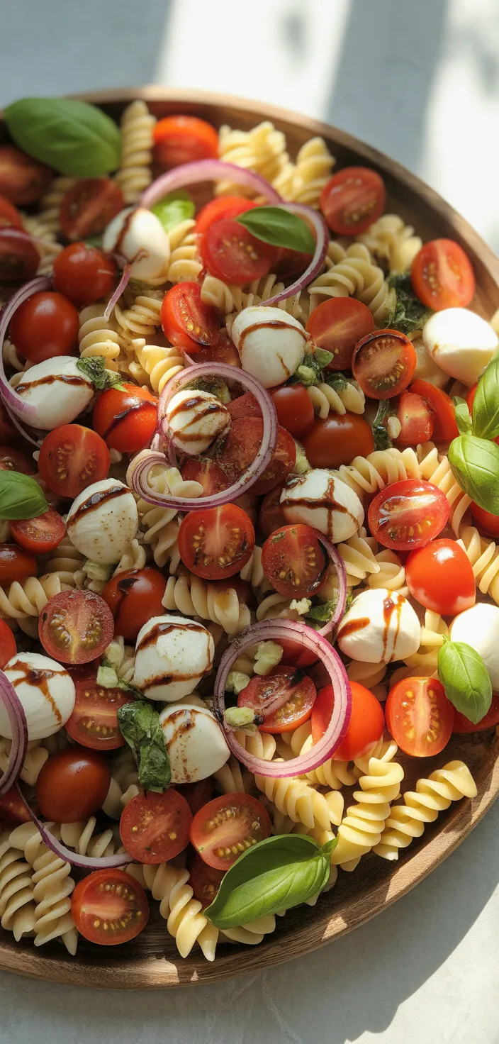 Ingredients photo for Layered Grilled Chicken Caprese Pasta Salad. Recipe