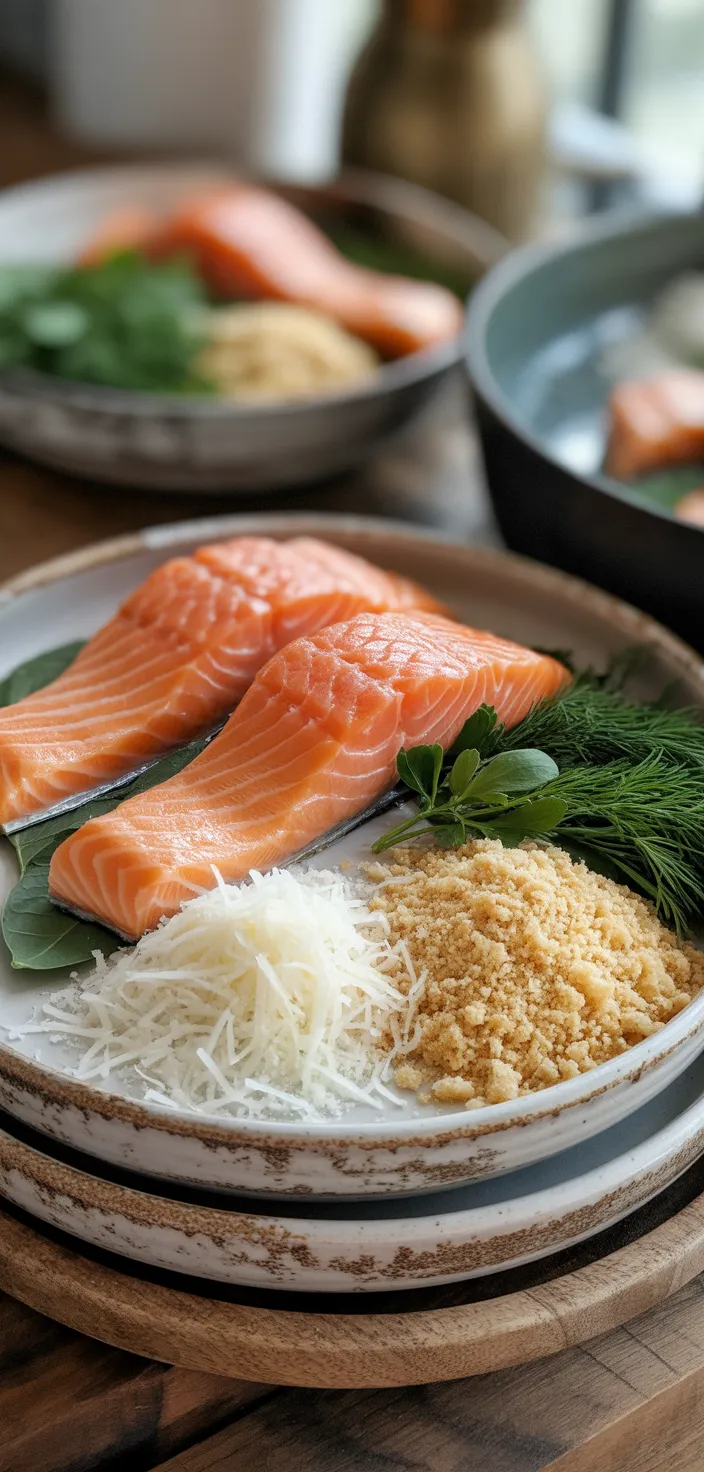Ingredients photo for Baked Salmon Recipe With Parmesan Herb Crust