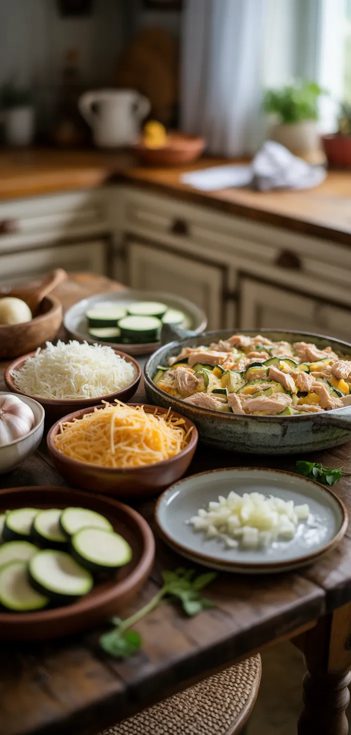 Ingredients photo for Chicken & Zucchini Casserole Recipe