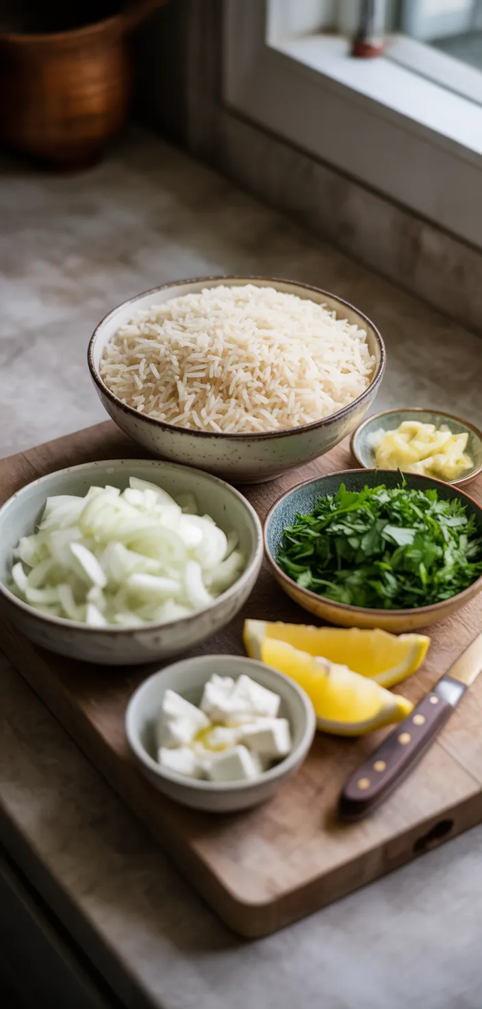 Ingredients photo for Classic Greek Lemon Rice Recipe