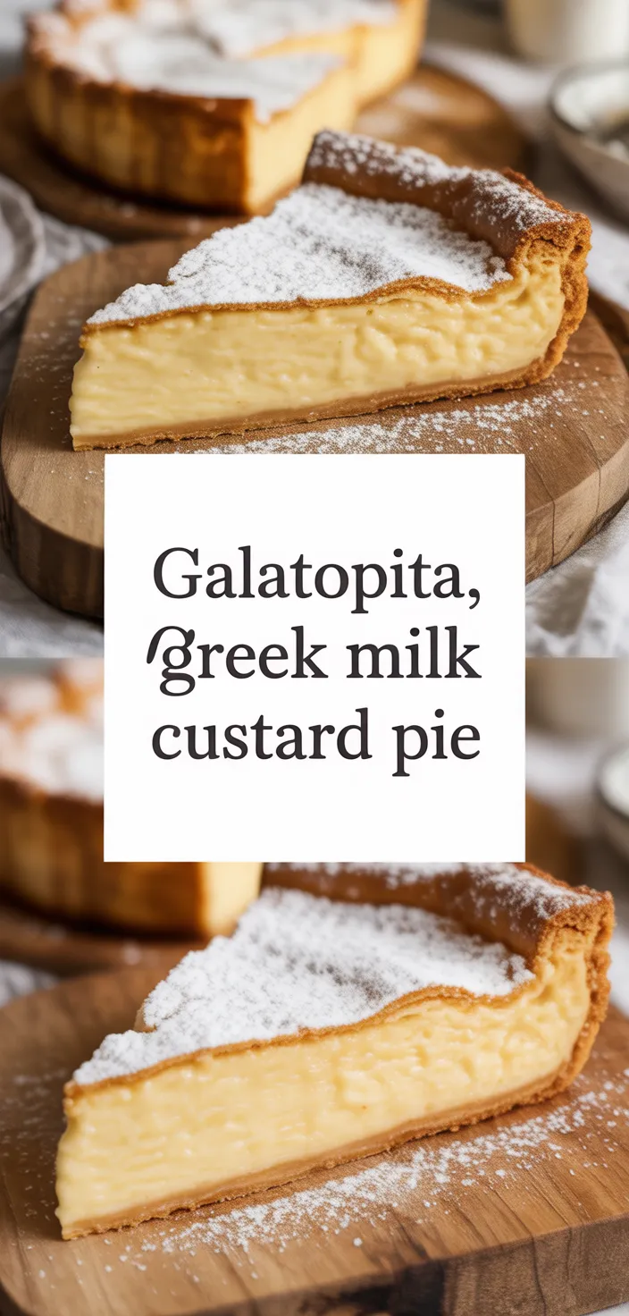 A photo of Galatopita, Greek Milk Custard Pie Recipe