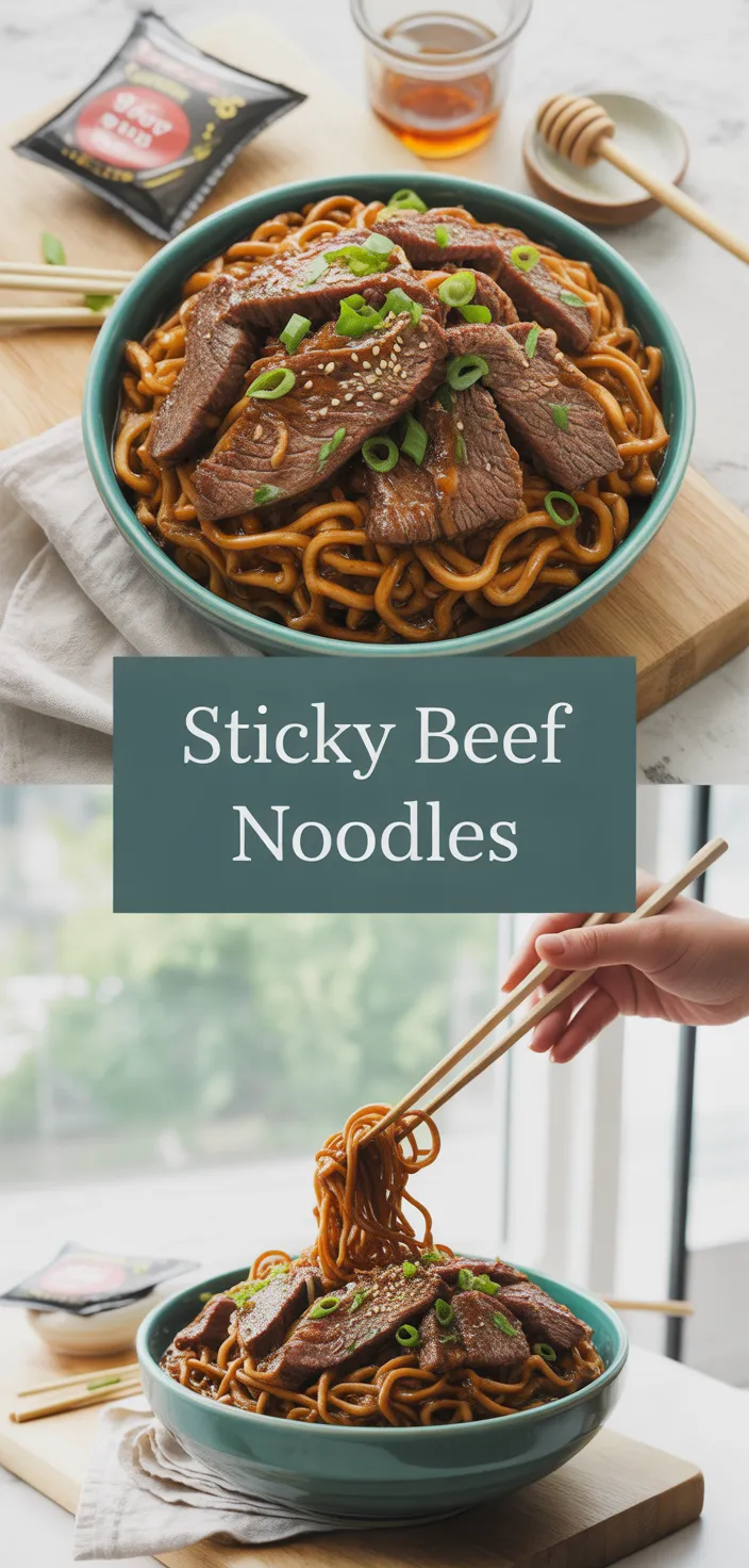 A photo of Sticky Beef Noodles Recipe