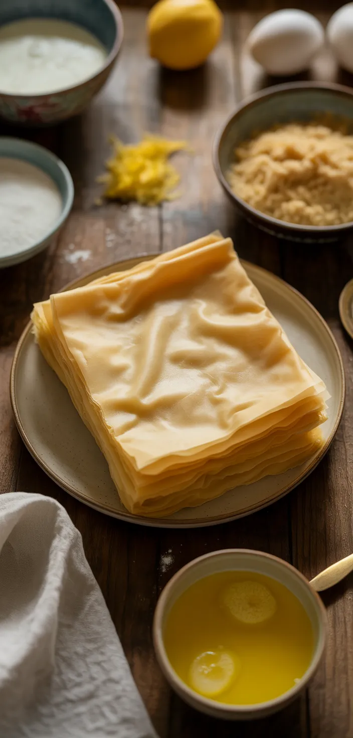 Ingredients photo for Galatopita, Greek Milk Custard Pie Recipe