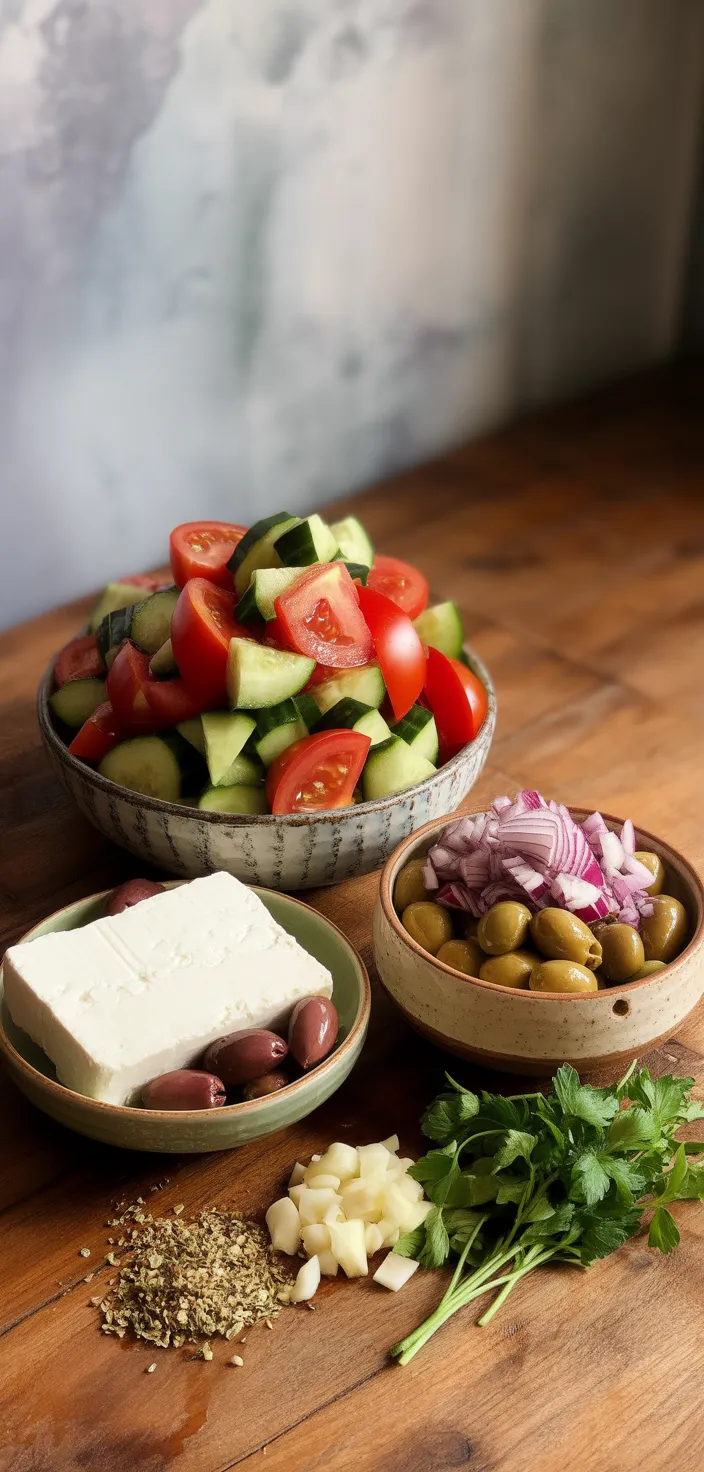 Ingredients photo for Greek Cucumber Tomato Feta Salad Recipe