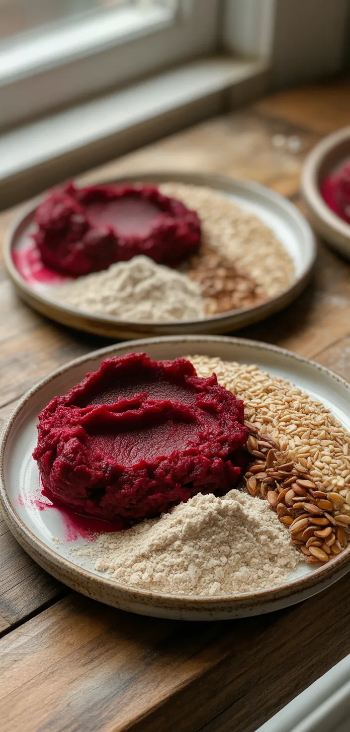 Ingredients photo for Savory Beet Crackers Recipe (Gluten Free, Dairy Free, Vegan Snack)