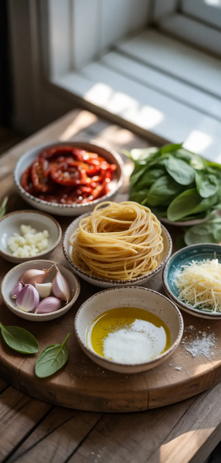 Ingredients photo for Spaghetti & Spinach With Sun Recipe