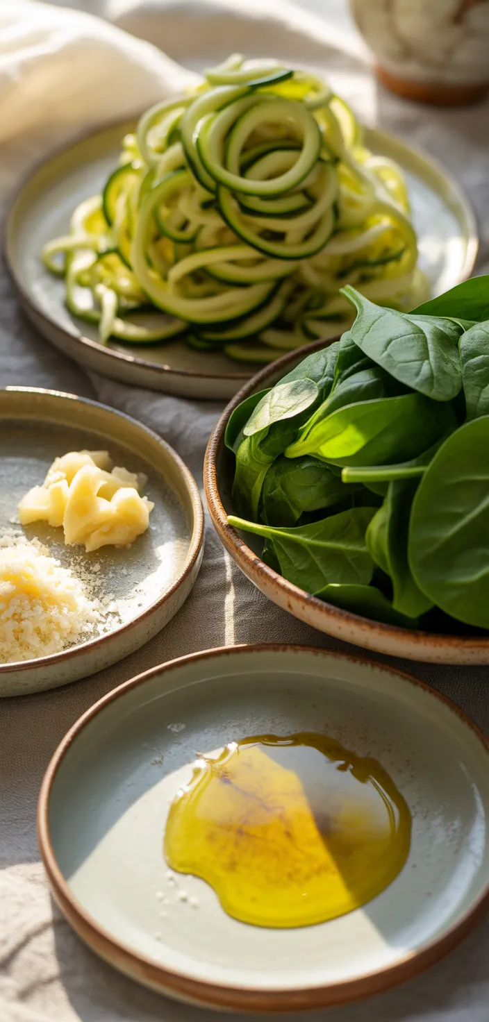 Ingredients photo for Spinach Parmesan Zucchini Noodles Recipe