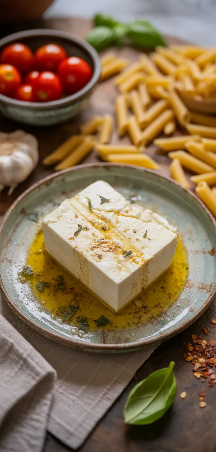 Ingredients photo for The BEST Baked Feta Pasta Recipe