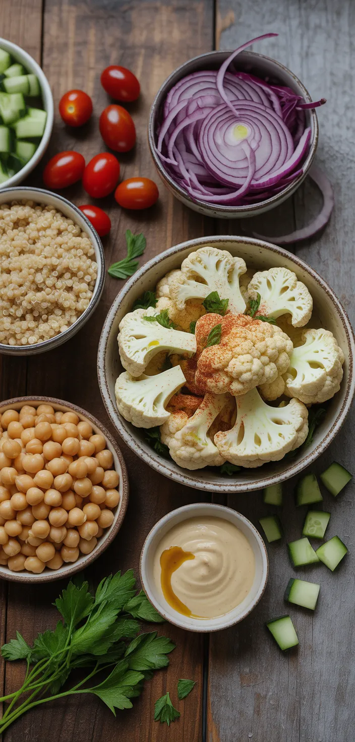 Ingredients photo for Cauliflower Salad With Creamy Tahini Dressing Recipe
