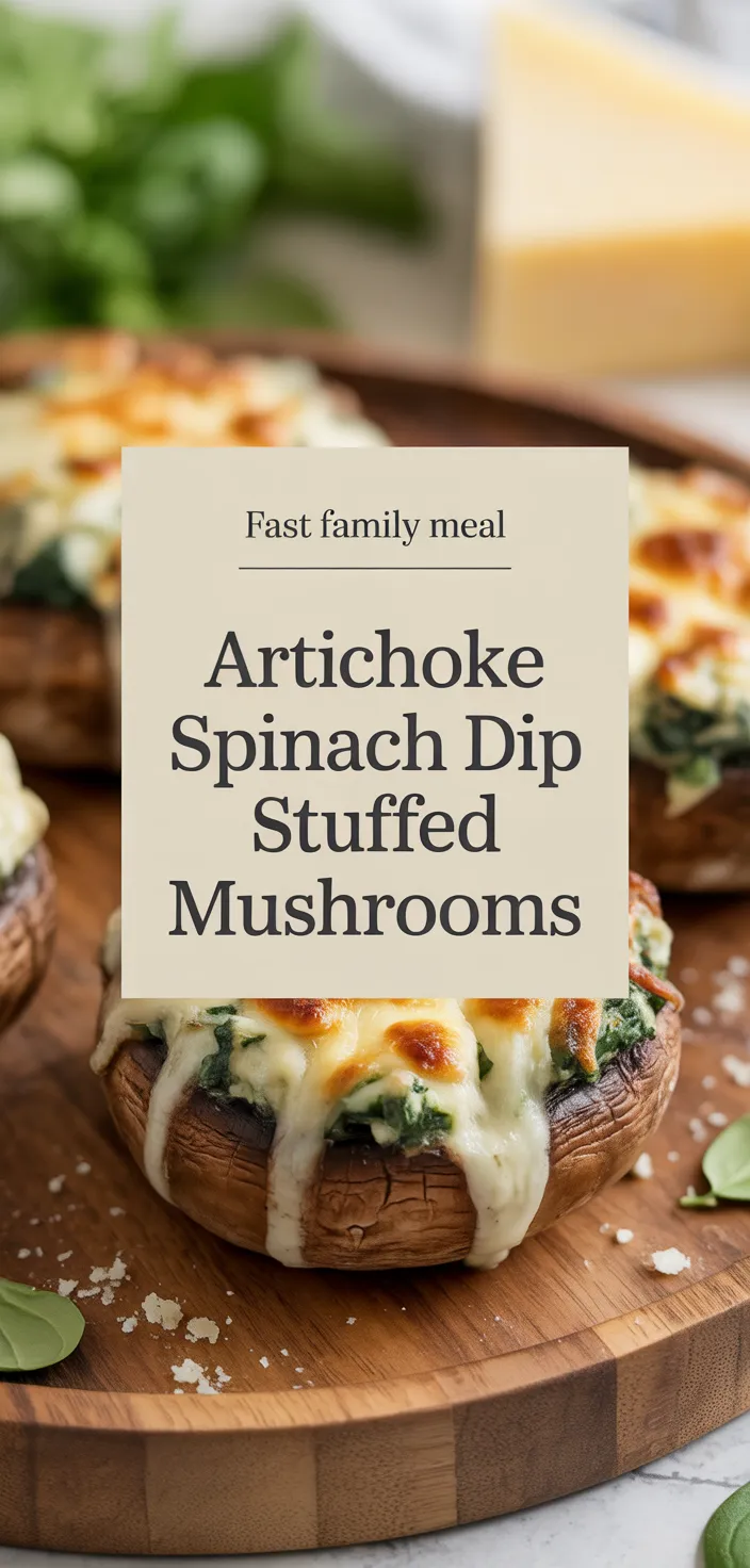 A photo of Artichoke Spinach Dip Stuffed Mushrooms Recipe