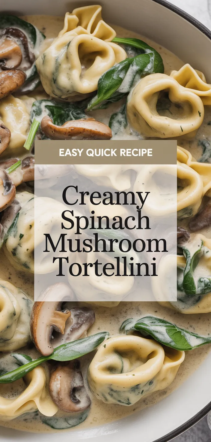A photo of Creamy Spinach Mushroom Tortellini Recipe