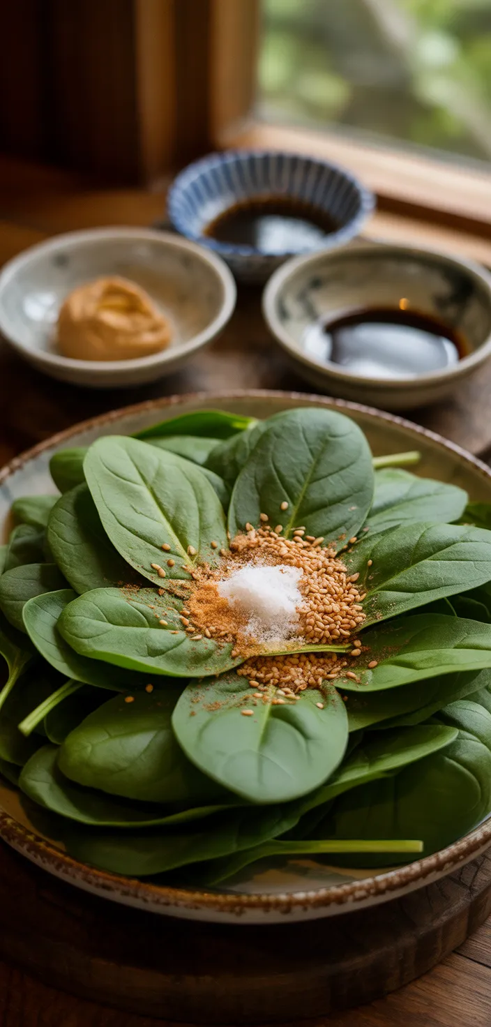 Ingredients photo for Japanese Spinach Salad Recipe
