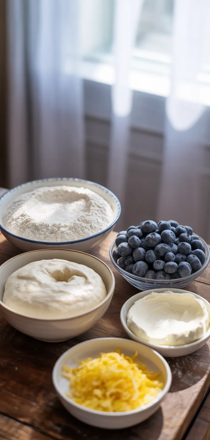 Ingredients photo for Lemon Blueberry Cream Cheese Sourdough Recipe