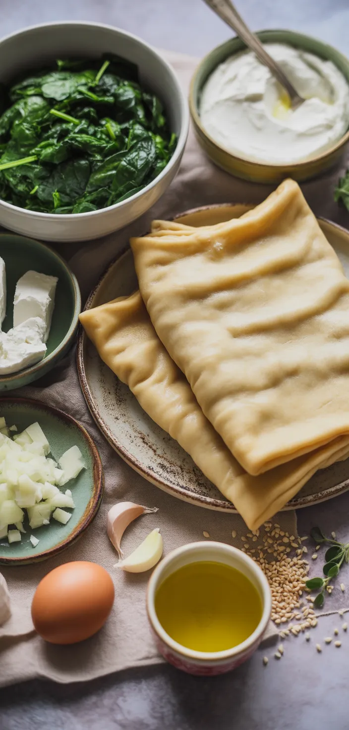 Ingredients photo for Spinach And Feta Puff Pastry Twists Recipe