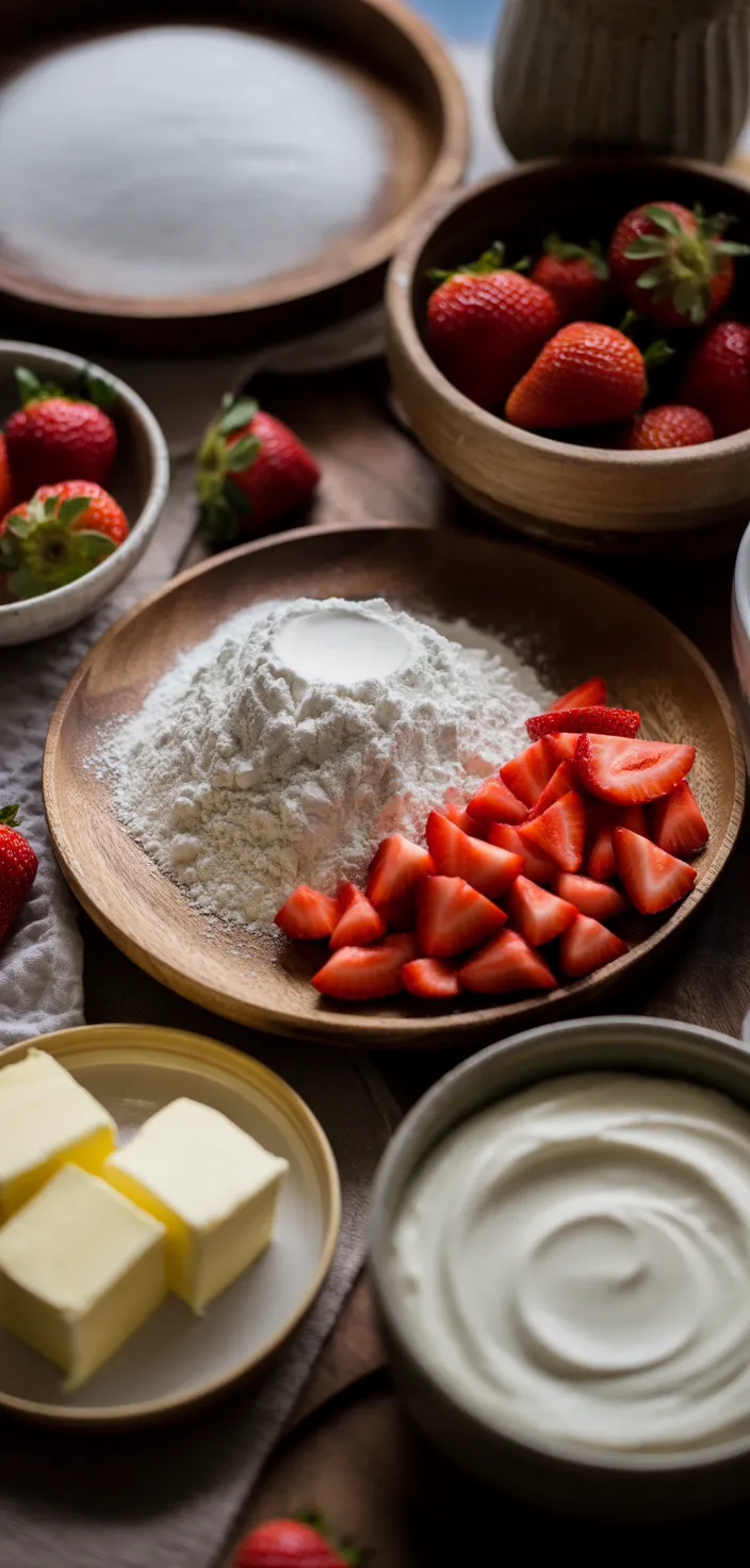 Ingredients photo for Strawberry Cream Cheese Muffins – Soft, Sweet & Creamy Recipe