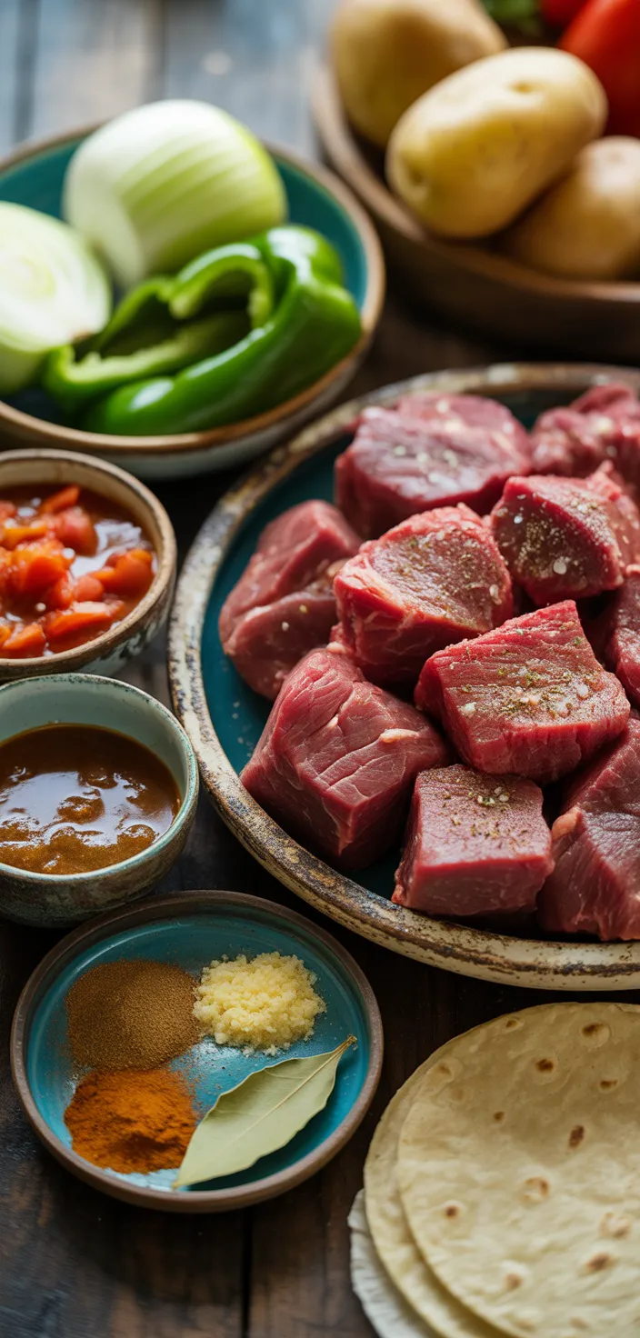 Ingredients photo for Carne Guisada With Floor Tortillas Recipe