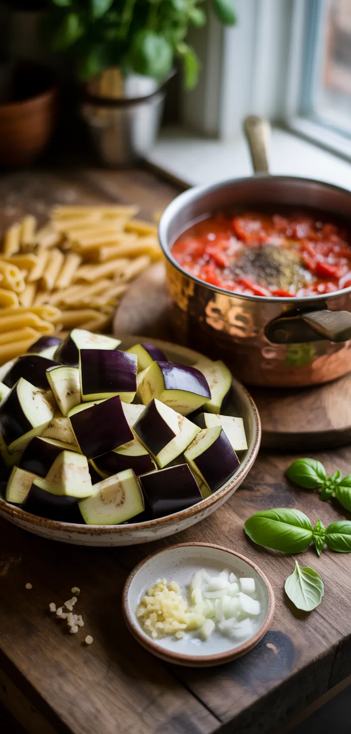 Ingredients photo for Eggplant Pasta Recipe