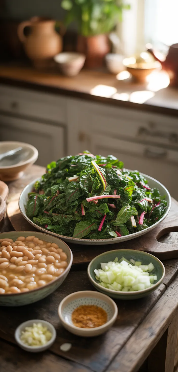 Ingredients photo for Sauteed Swiss Chard And Beans Recipe