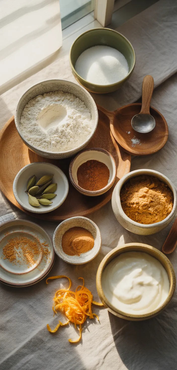 Ingredients photo for Vanilla Chai Latte Olive Oil Cake Recipe
